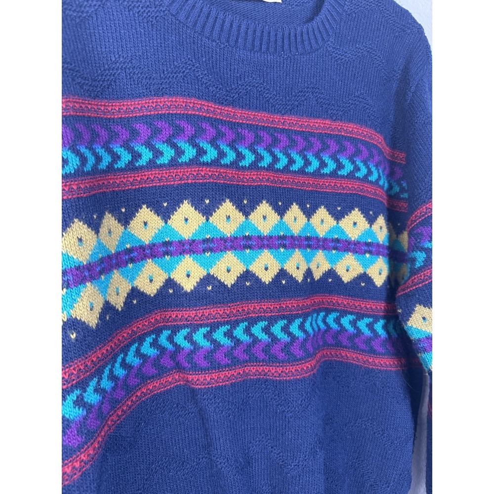 90's Loafers by Reed St.‎ James Sweater Mens Med Blue w/ Argyle Pattern Grandpa - Picture 3 of 7